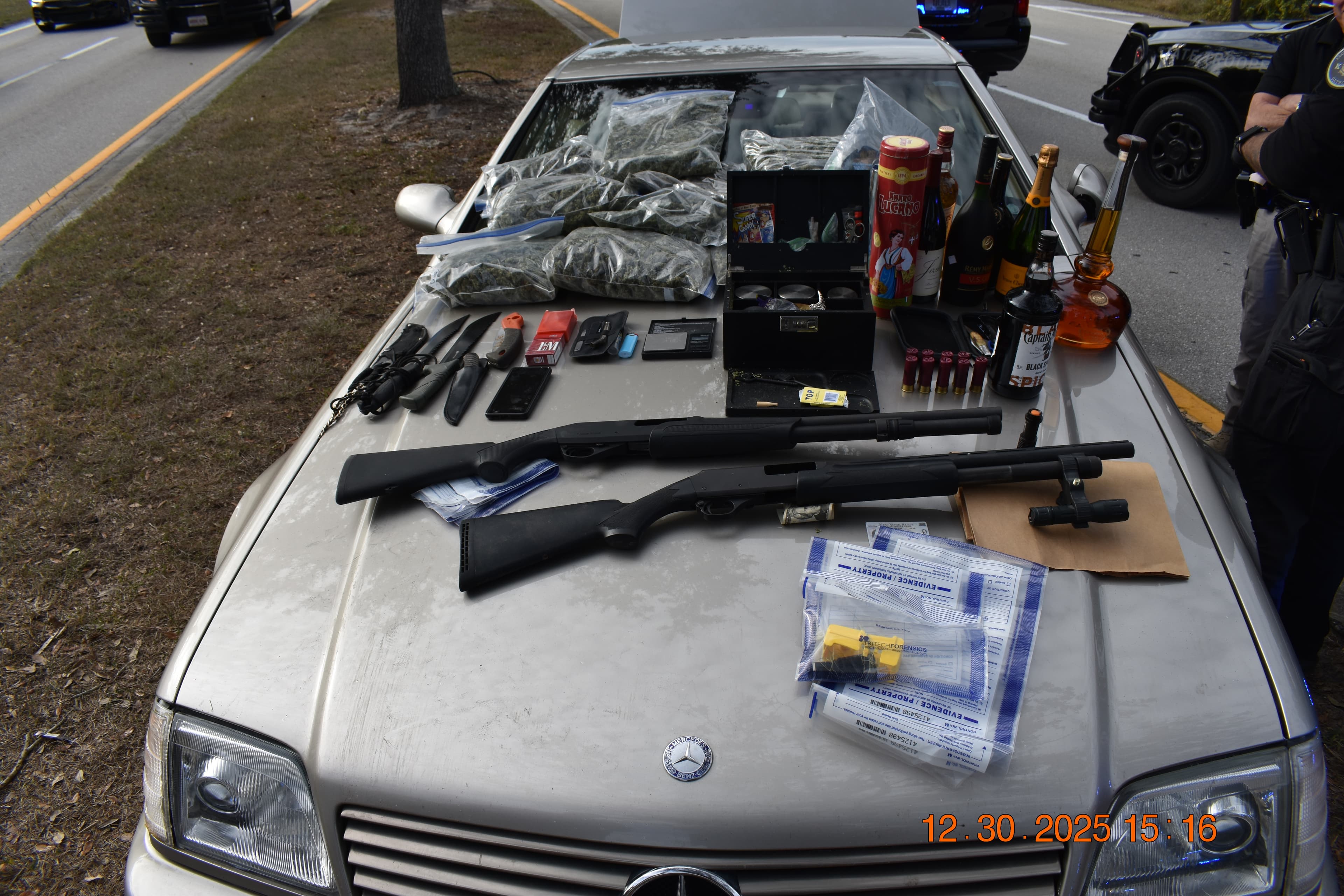 FHP: High-speed chase ends with stolen guns, drugs; father, son arrested