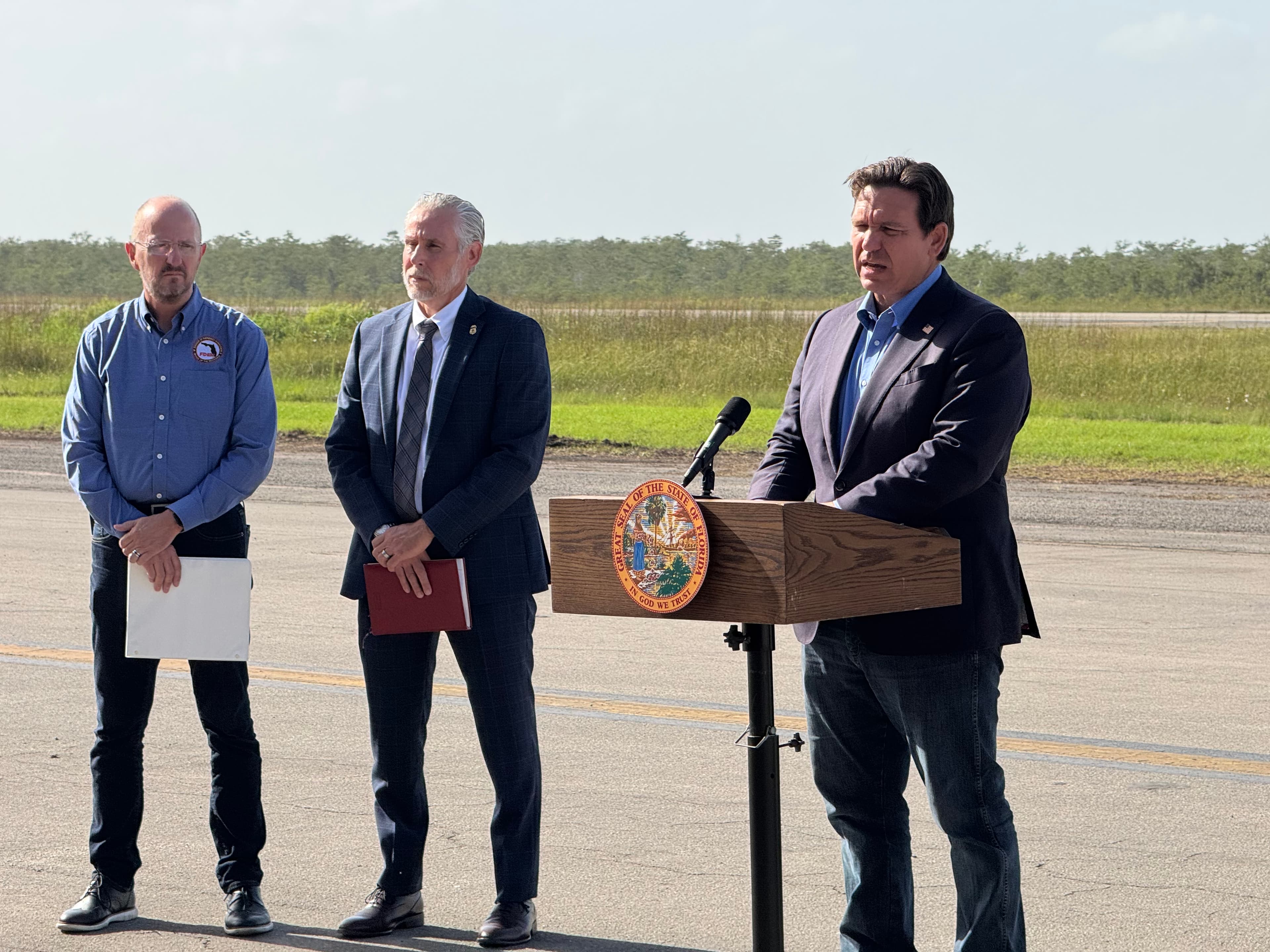 Florida Gov. DeSantis speaks at Alligator Alcatraz, Friday morning