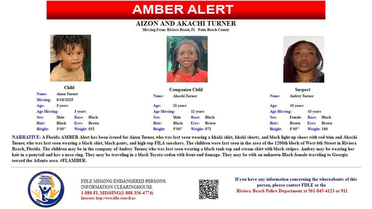 Florida AMBER Alert issued for 2 missing Palm Beach County children