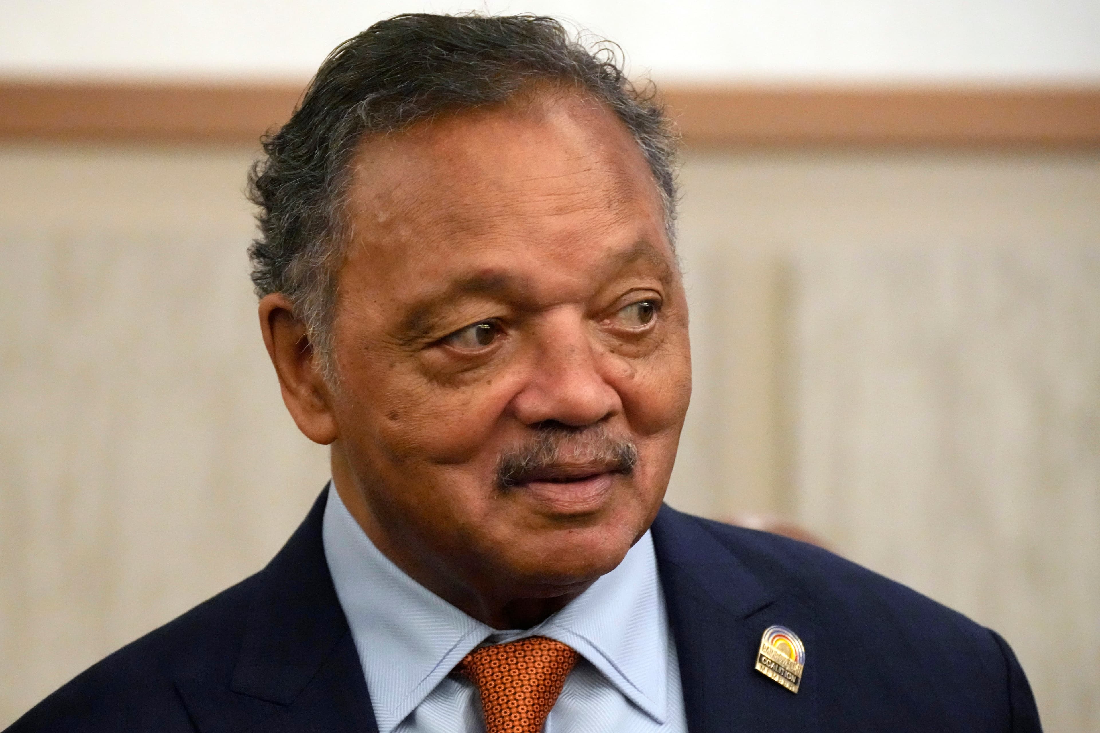 Rev. Jesse Jackson receiving a form of life support after hospitalization
