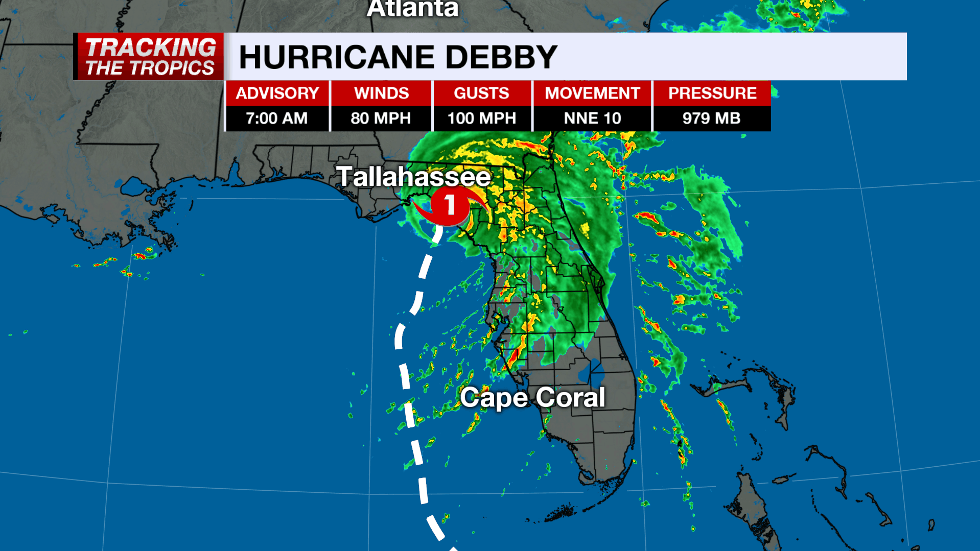 Hurricane Debby makes landfall this morning over Florida's Big Bend