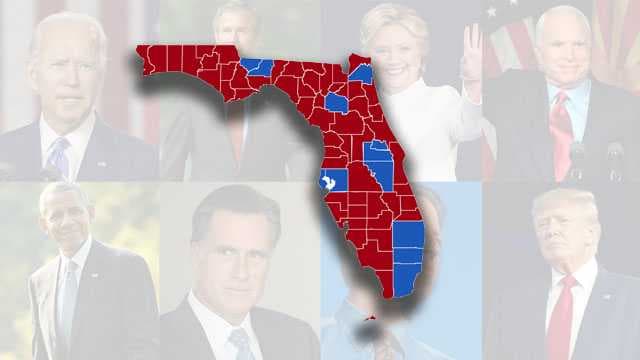 Florida county-by-county maps show how the Sunshine State has voted for president