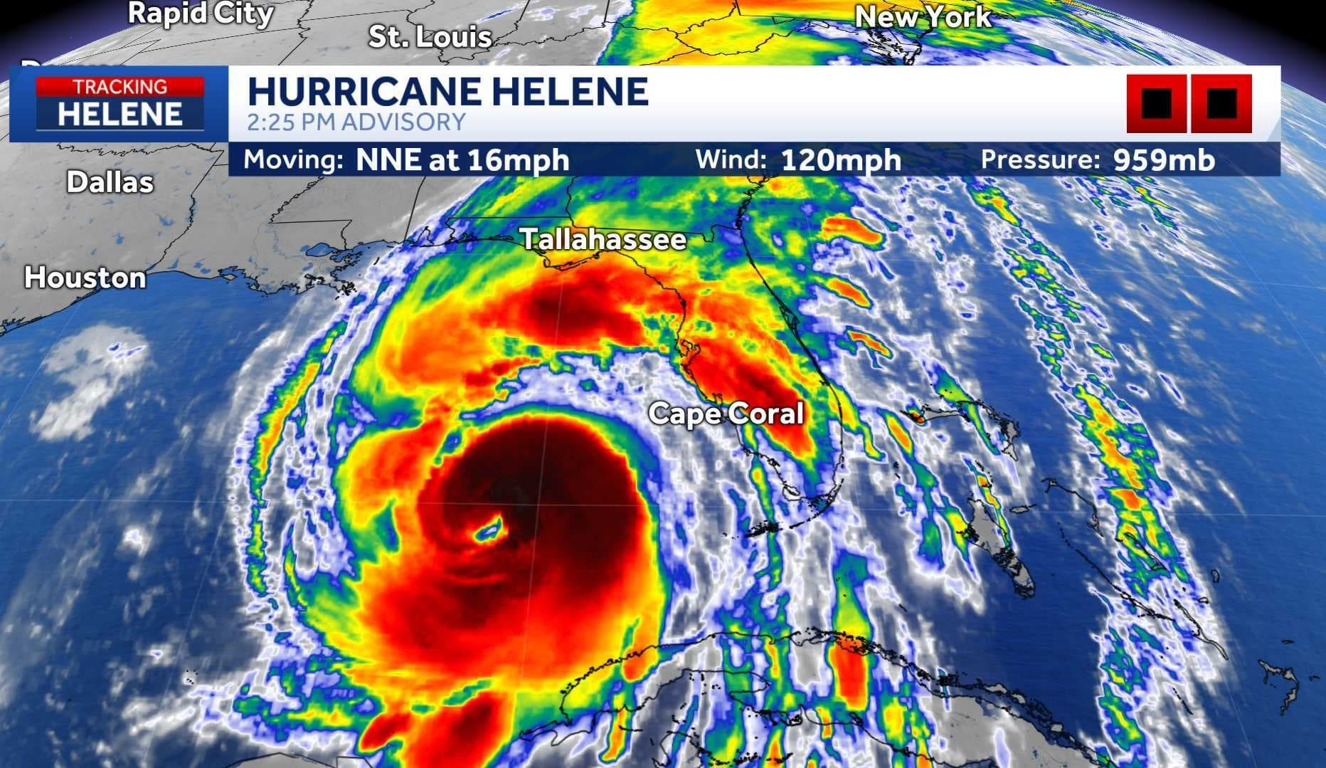 WATCH LIVE: Category 3 Hurricane Helene notches up to 125 mph