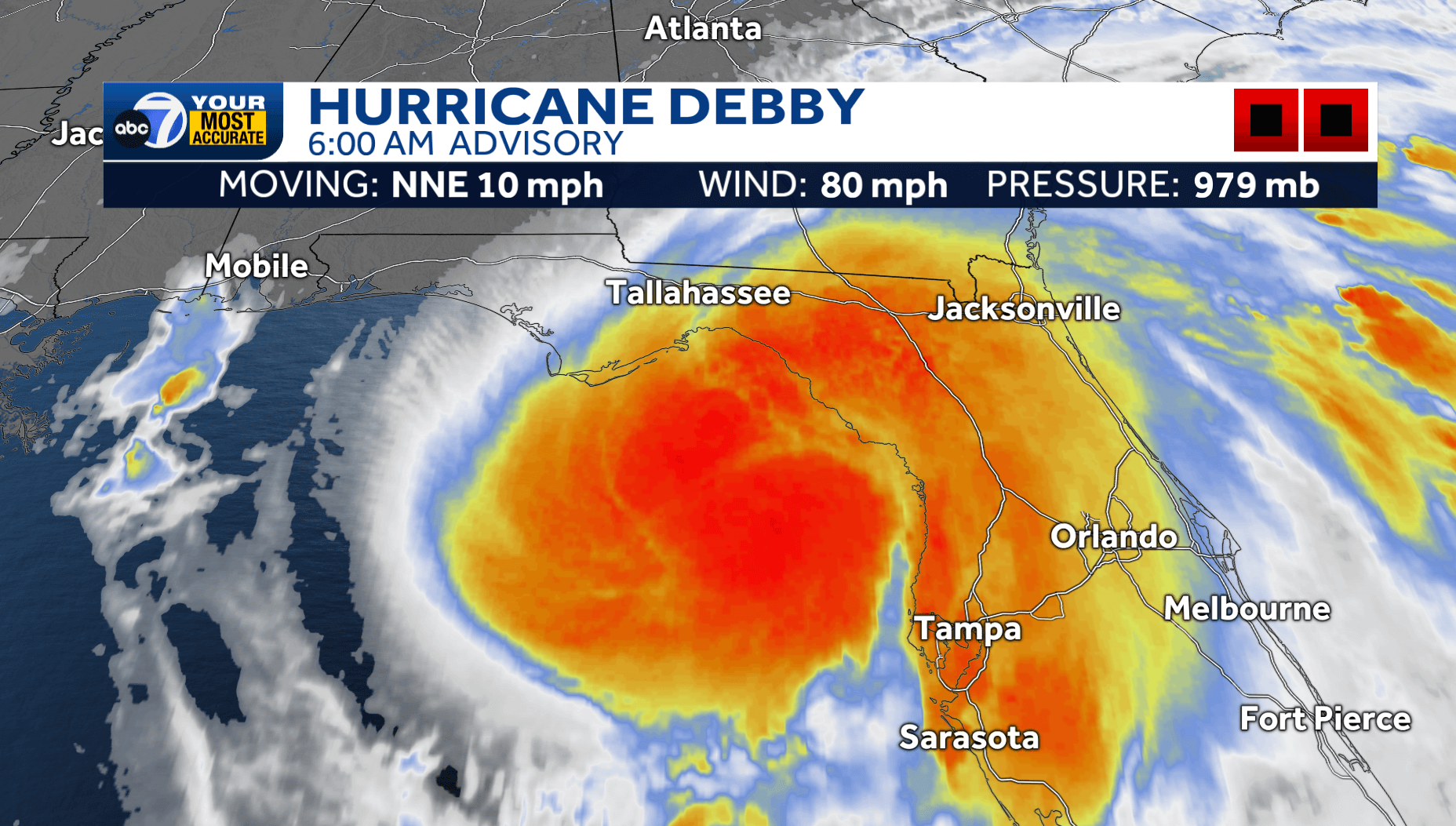 Debby makes landfall in northern Florida, brings more rain to SWFL today