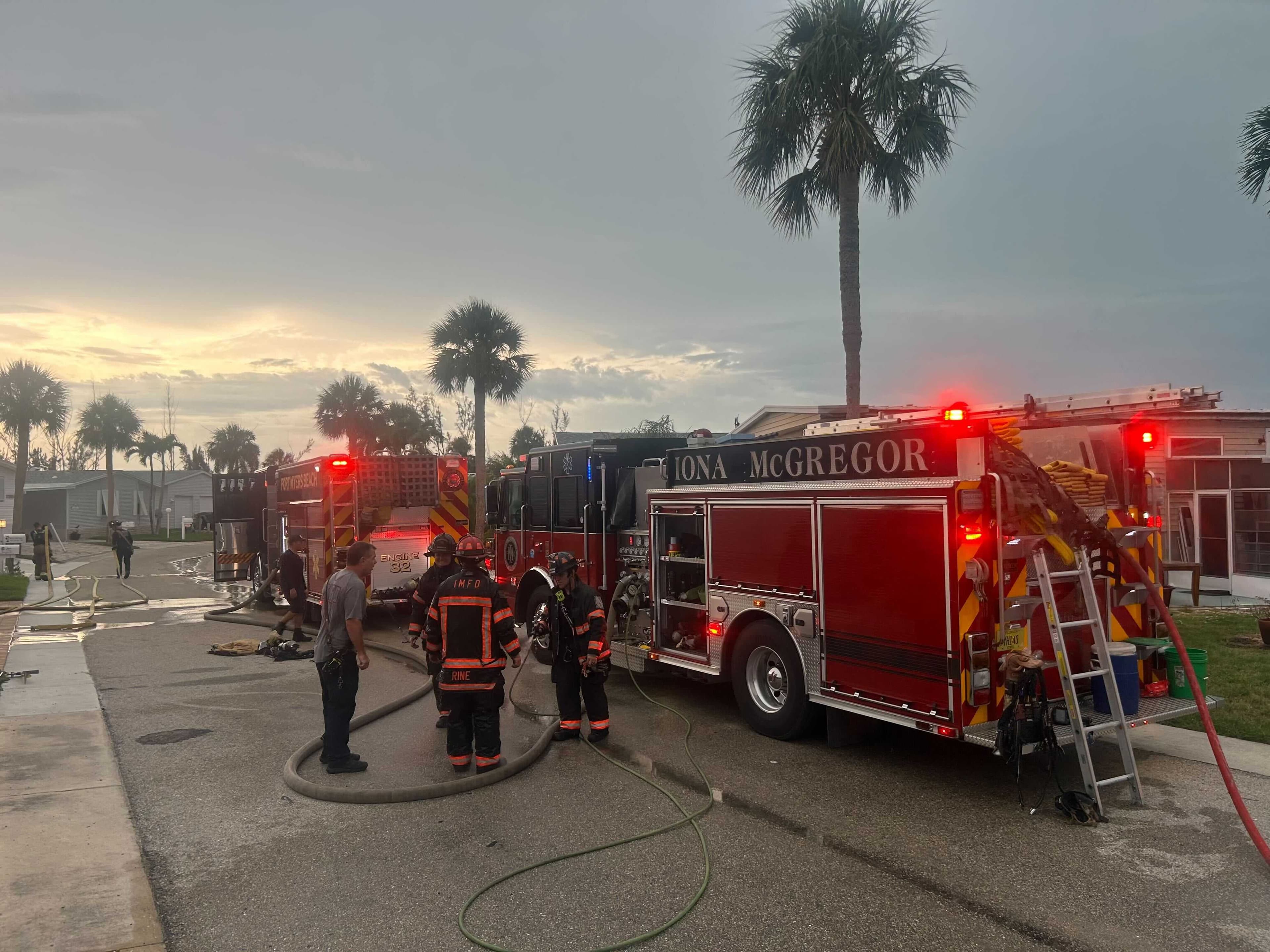 Photos: Man rescued from mobile home fire along Eglantine Lane in Lee County