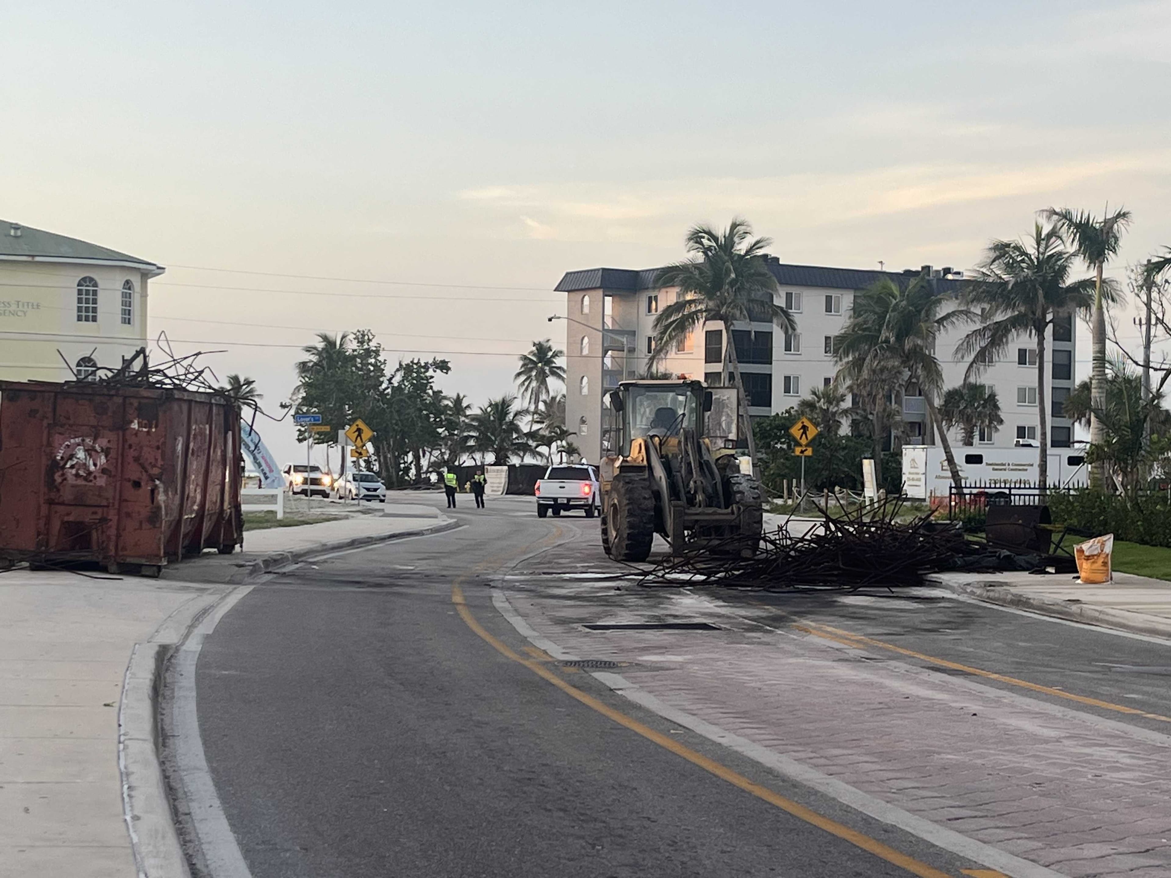 Estero Blvd clear after Friday morning rollover truck crash spilling rebar