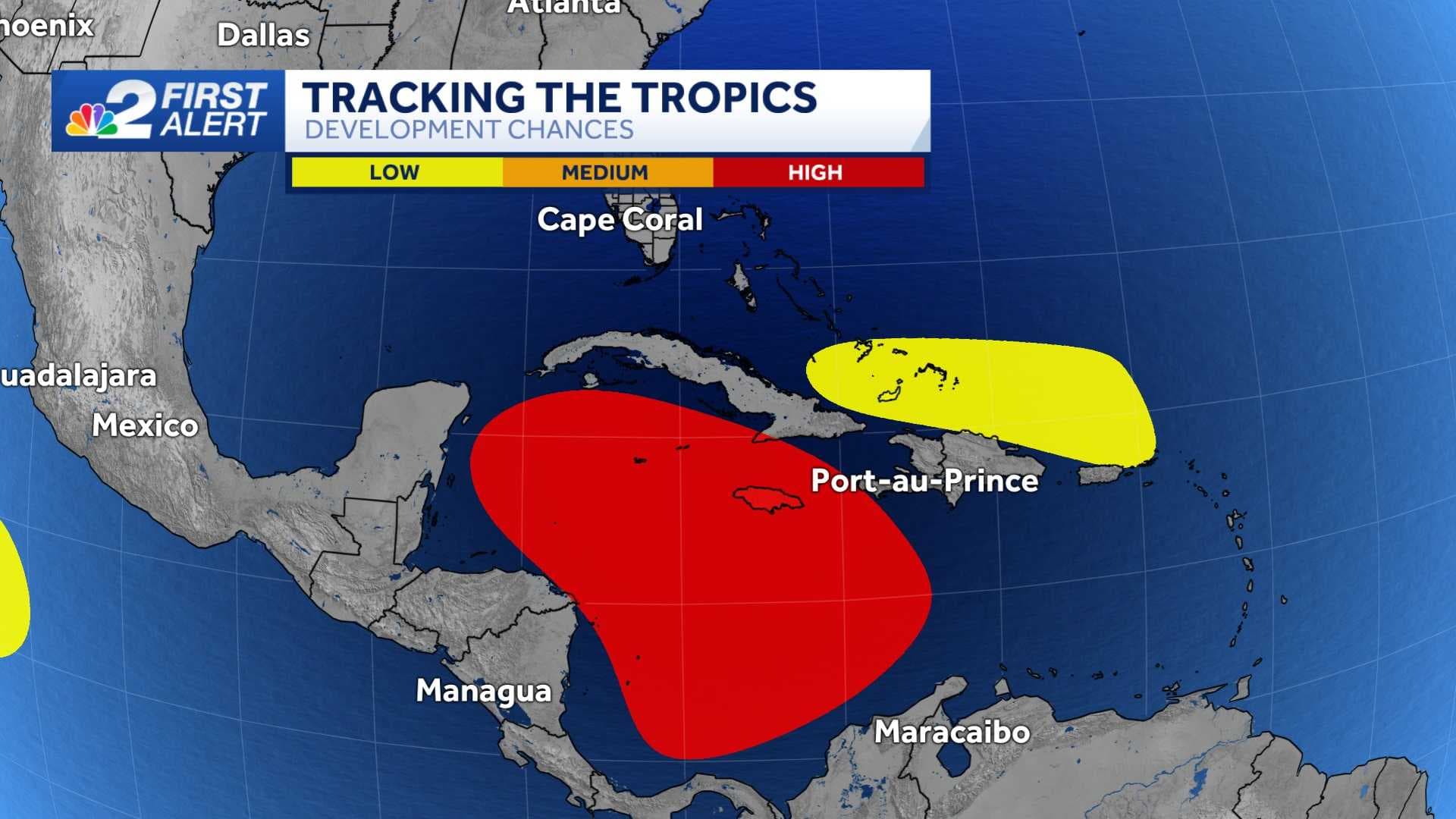 Tropical development likely in the Caribbean and Gulf with 80% chance of formation