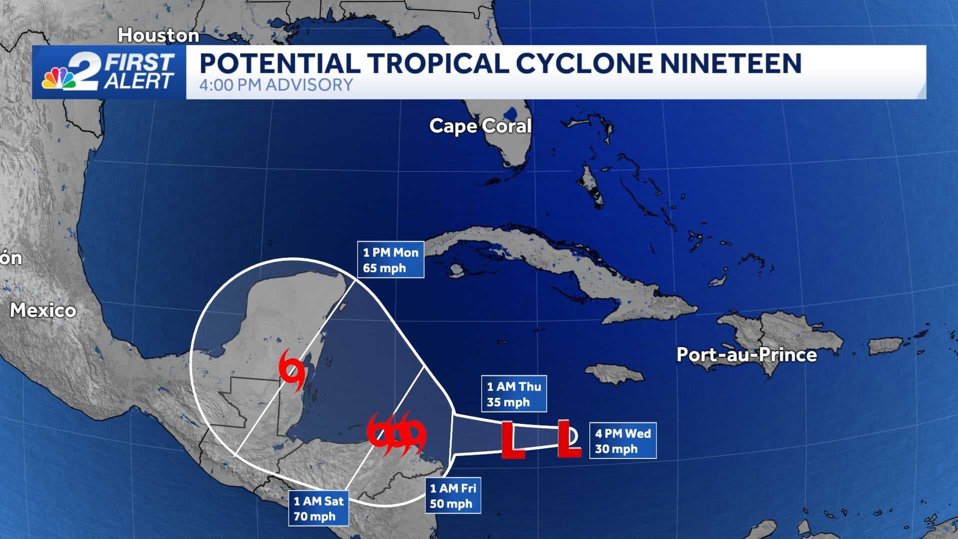 NHC begins issuing advisories on what may become Tropical Storm Sara