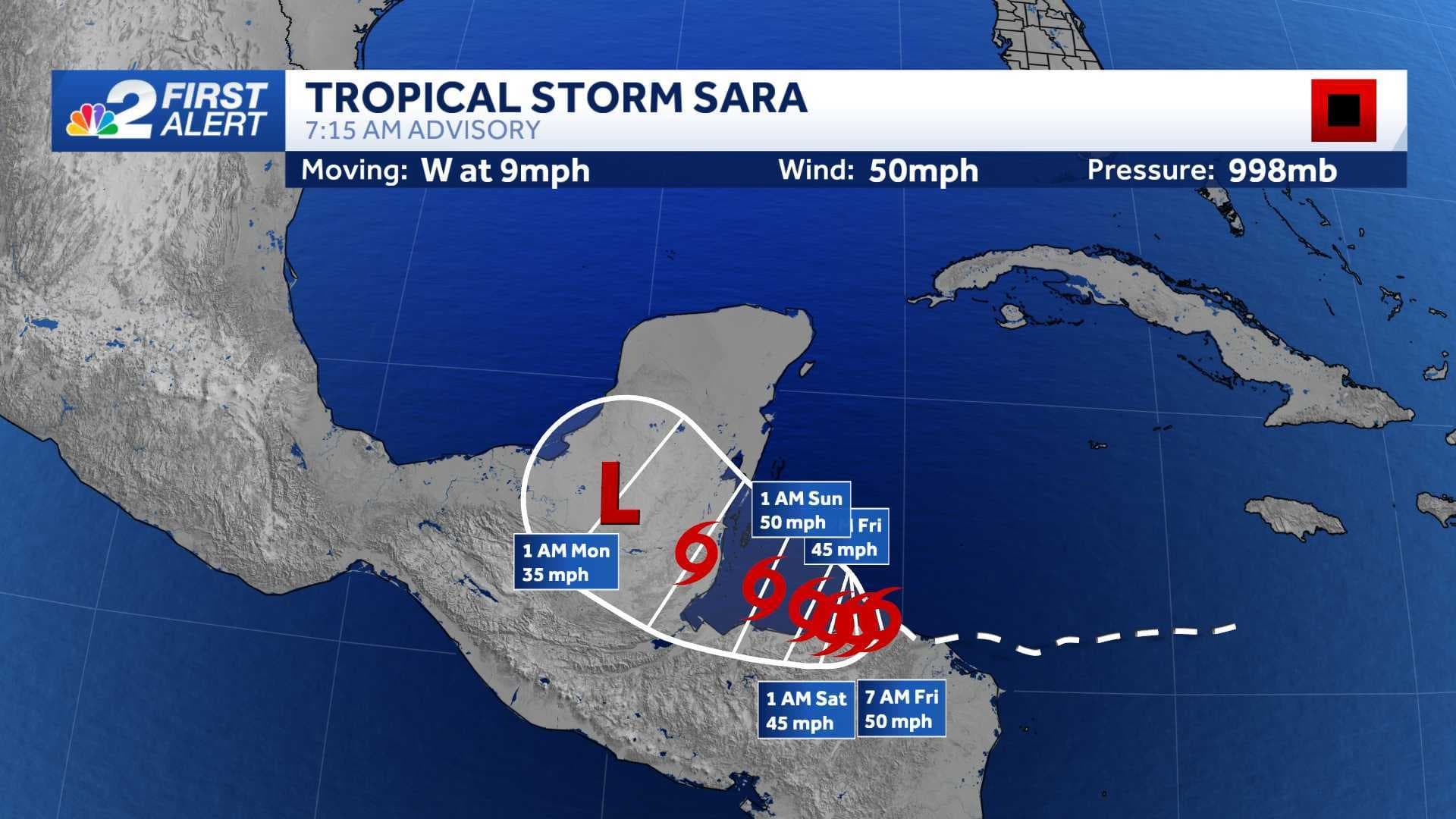 Tropical Storm Sara on collision course with Yucatán Peninsula