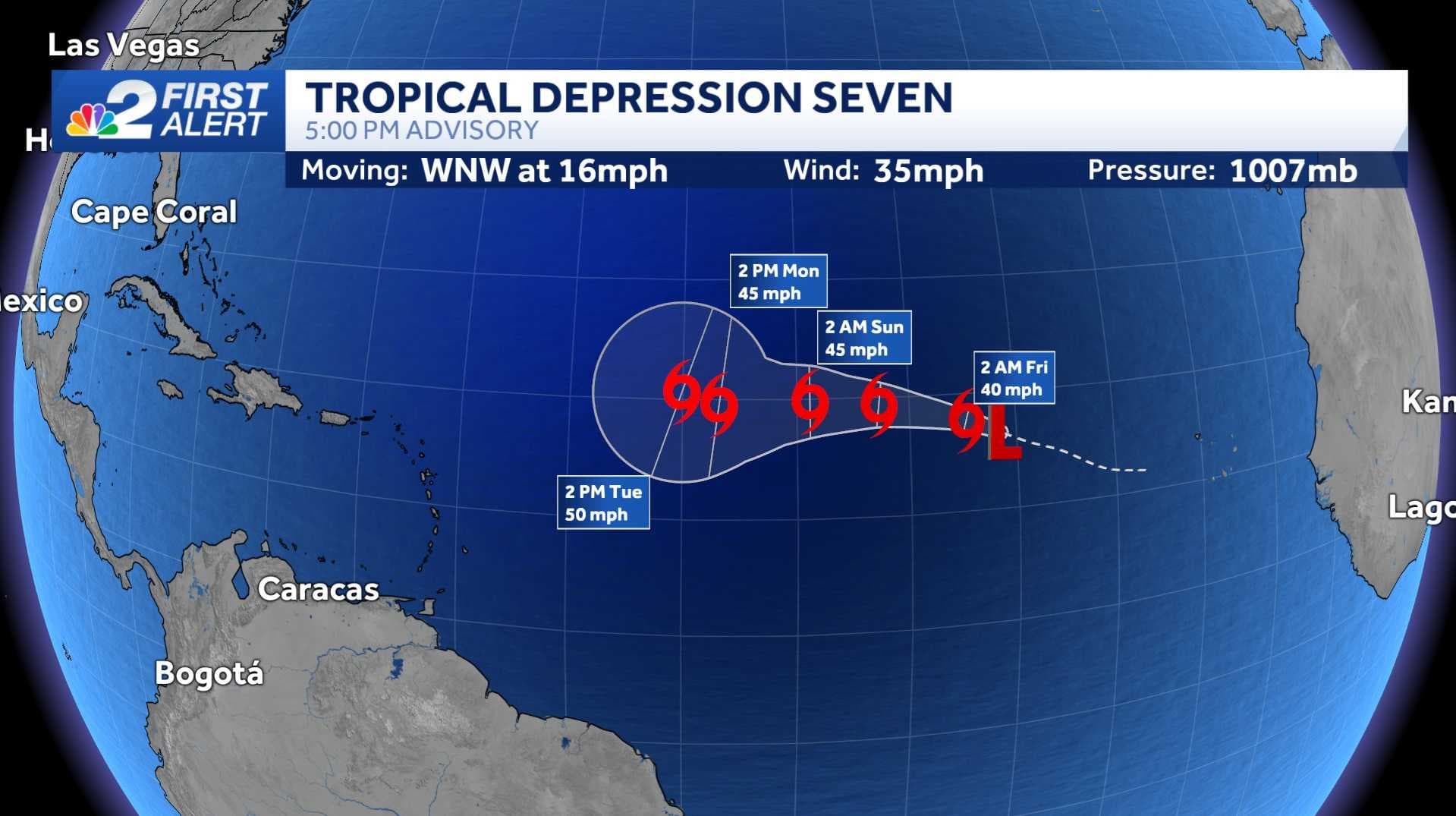 Tropical Depression Seven expected to become a tropical storm