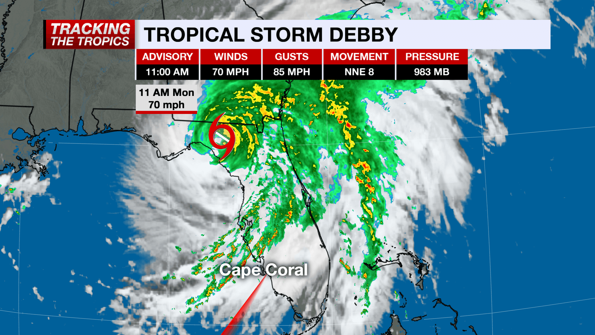 Debby weakens to tropical storm after Florida landfall