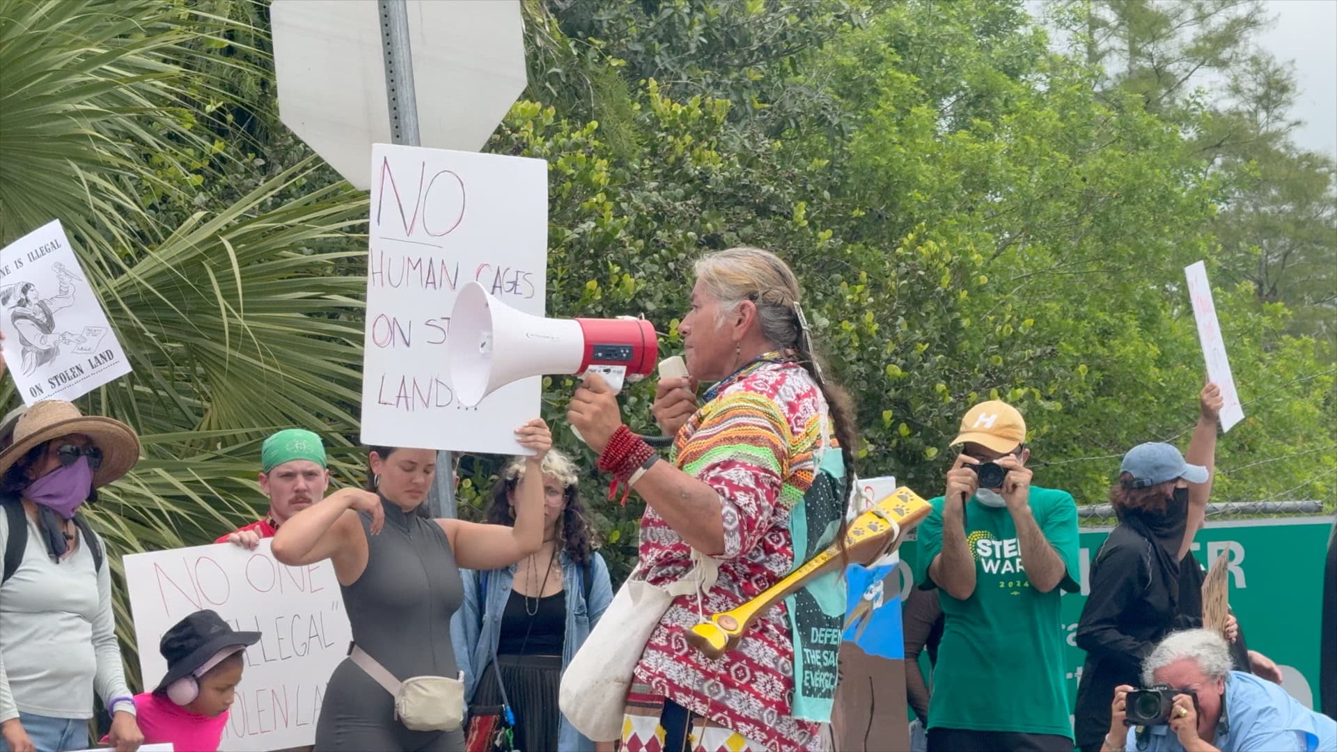 Protesters gather as 'Alligator Alcatraz' nears completion