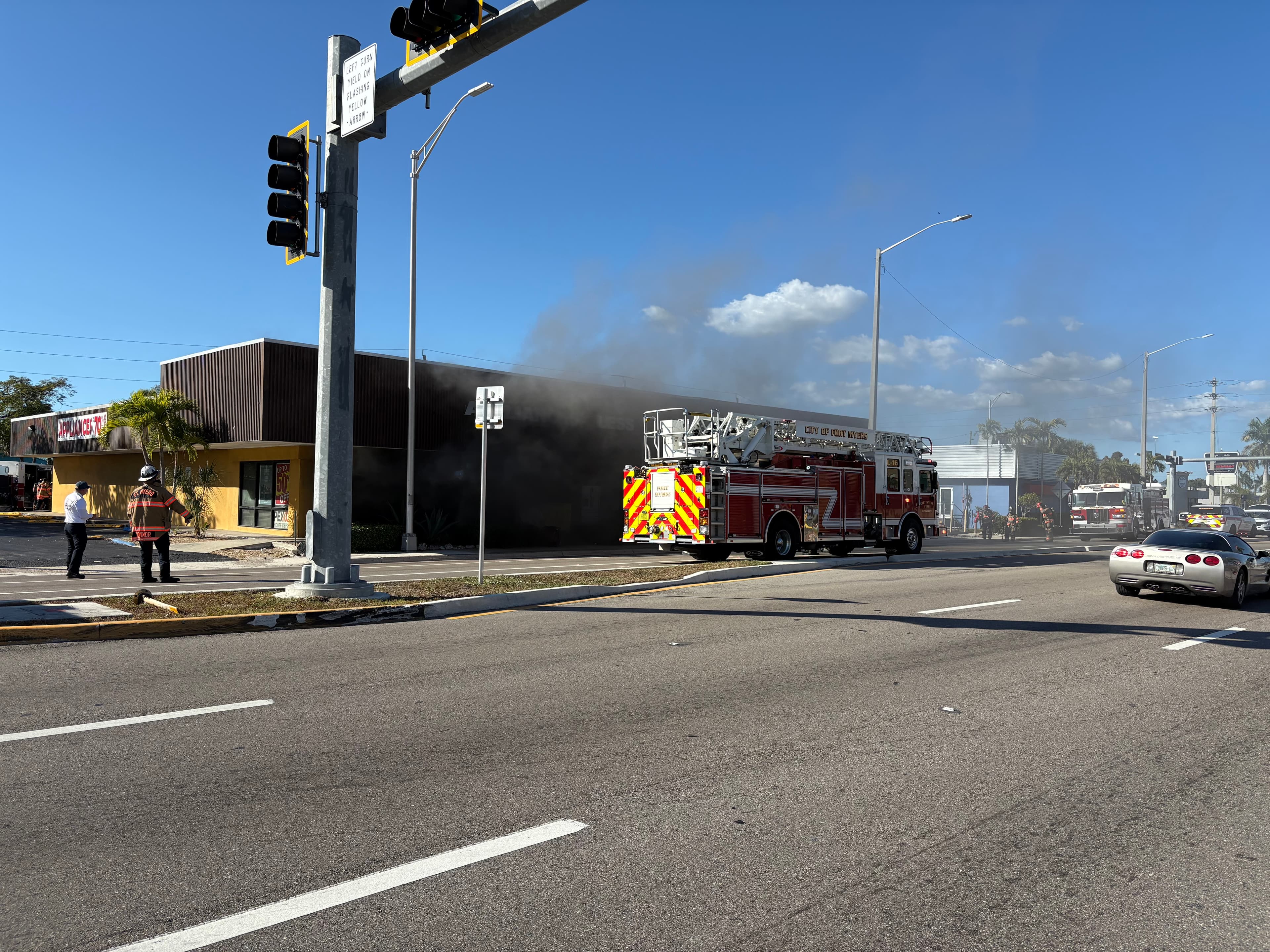Crews battling fire at business on Cleveland Avenue in Fort Myers