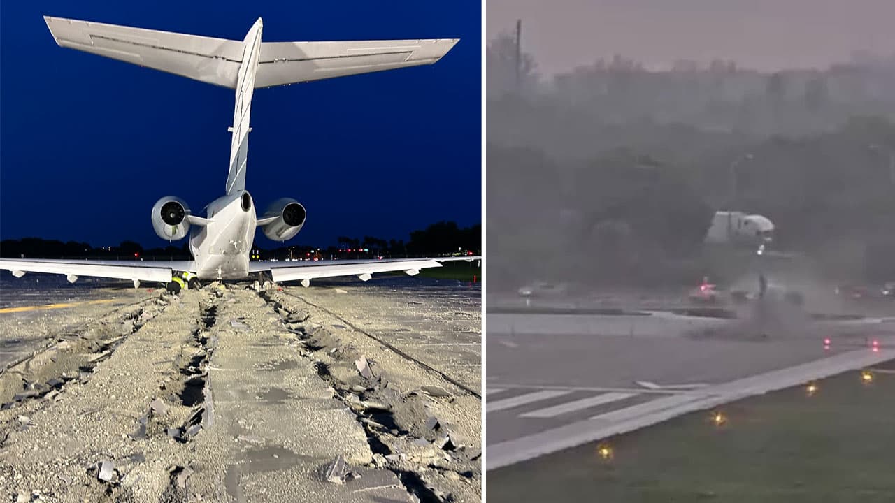 WATCH: Plane overshoots runway while landing at Florida Airport