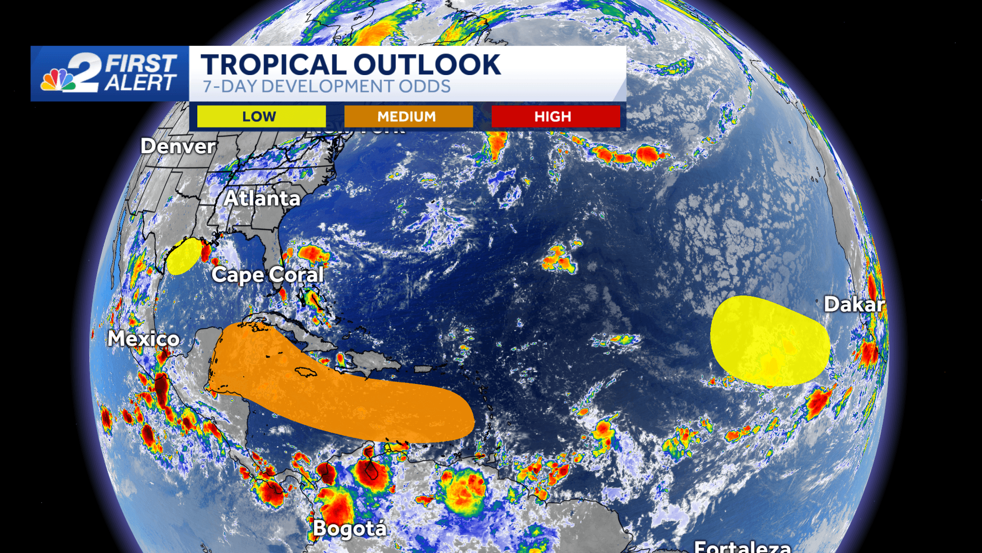 Monitoring three areas for potential tropical development