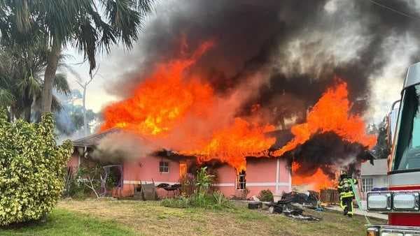 Fire destroys Lehigh Acres home on Oakfield Ave S Monday morning