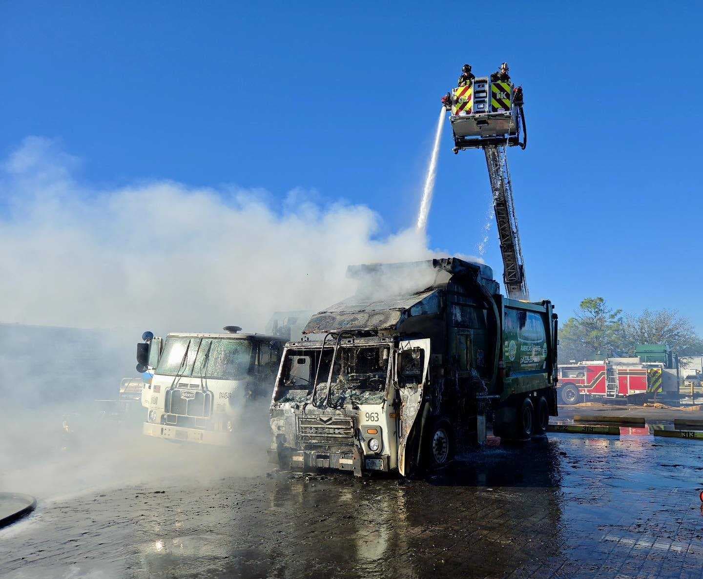 South Trail firefighters extinguish two garbage truck fires