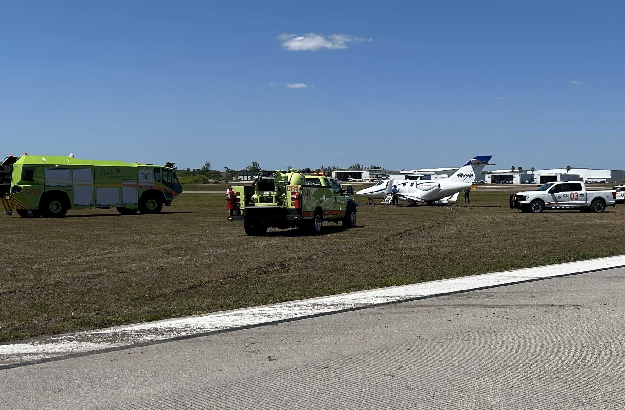 Jet veers off runway after landing at Naples Airport