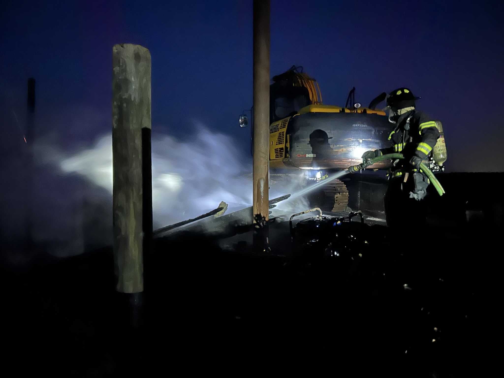 Barge catches fire in Englewood Friday morning