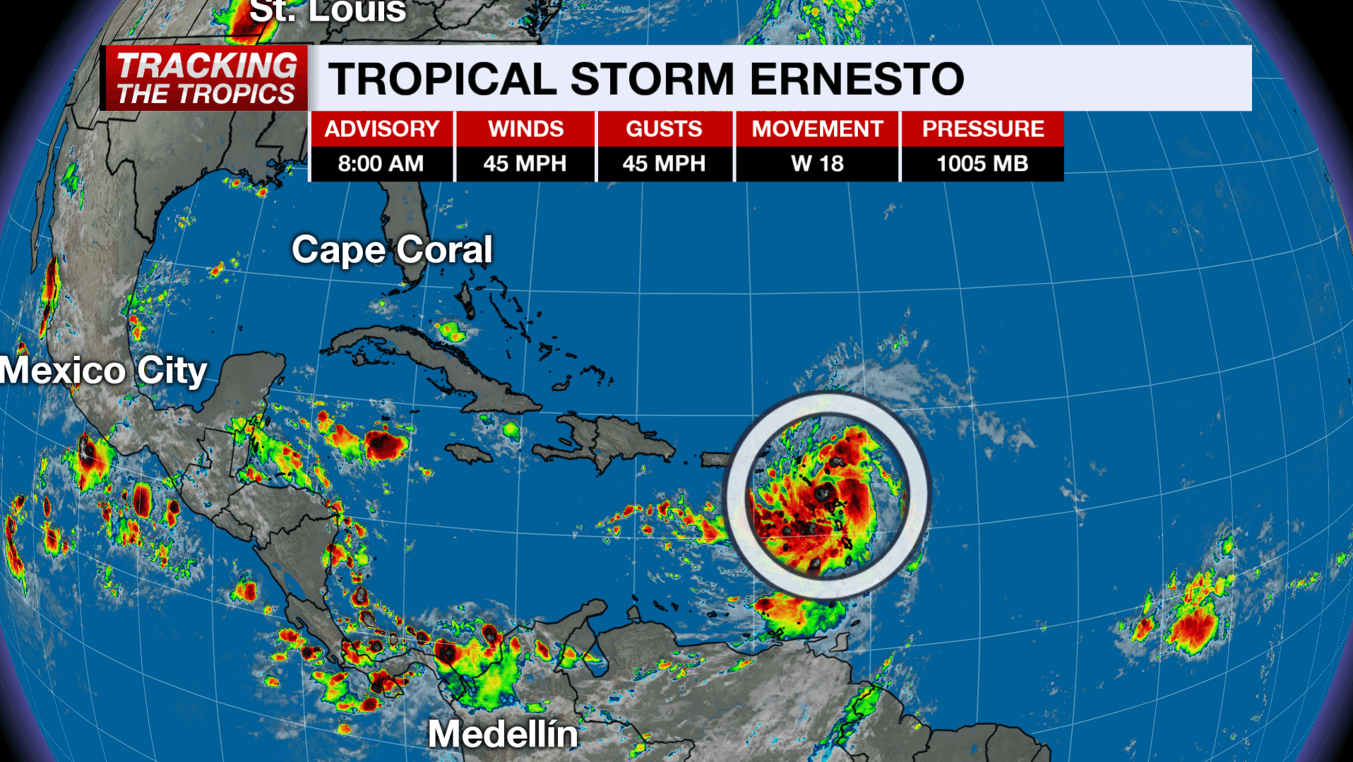 Tropical Storm Ernesto strengthens, racing toward Puerto Rico
