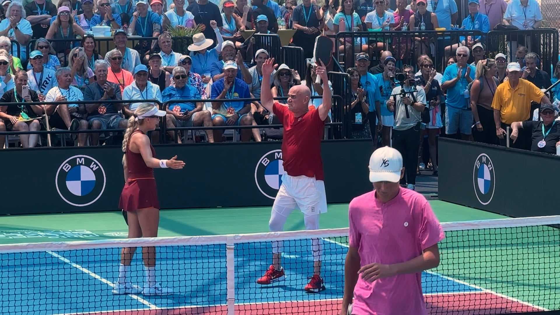 Andre Agassi wins in pickleball debut at US Open