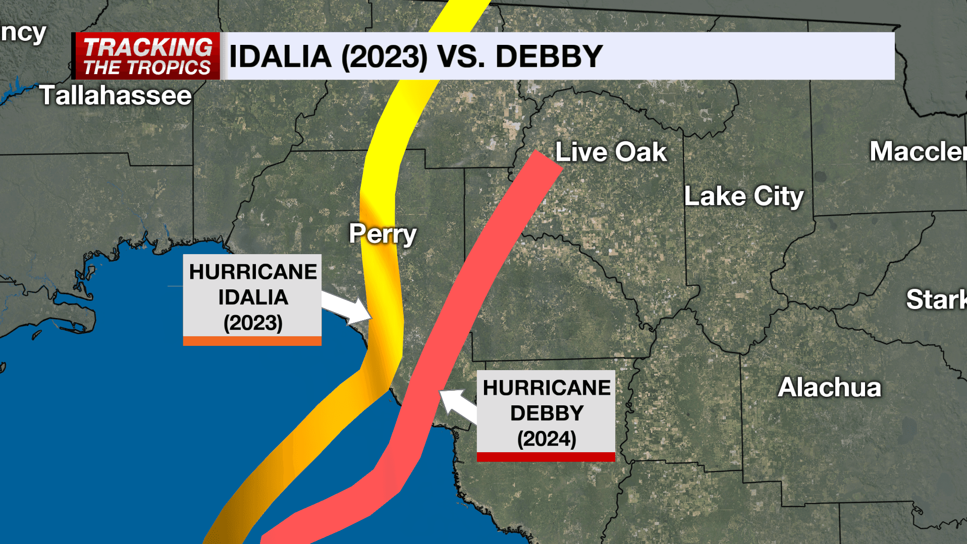 Hurricane Debby makes Florida landfall in same county as Hurricane Idalia