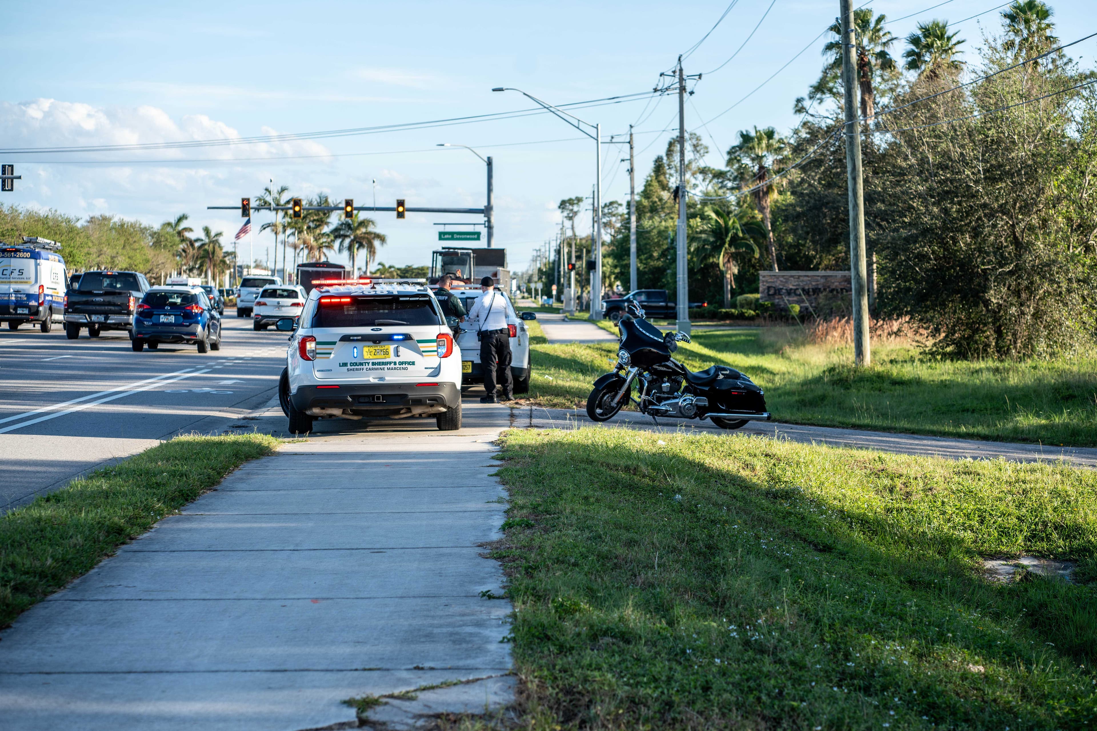 1 seriously injured after crash between motorcycle and lawn truck in Lee County