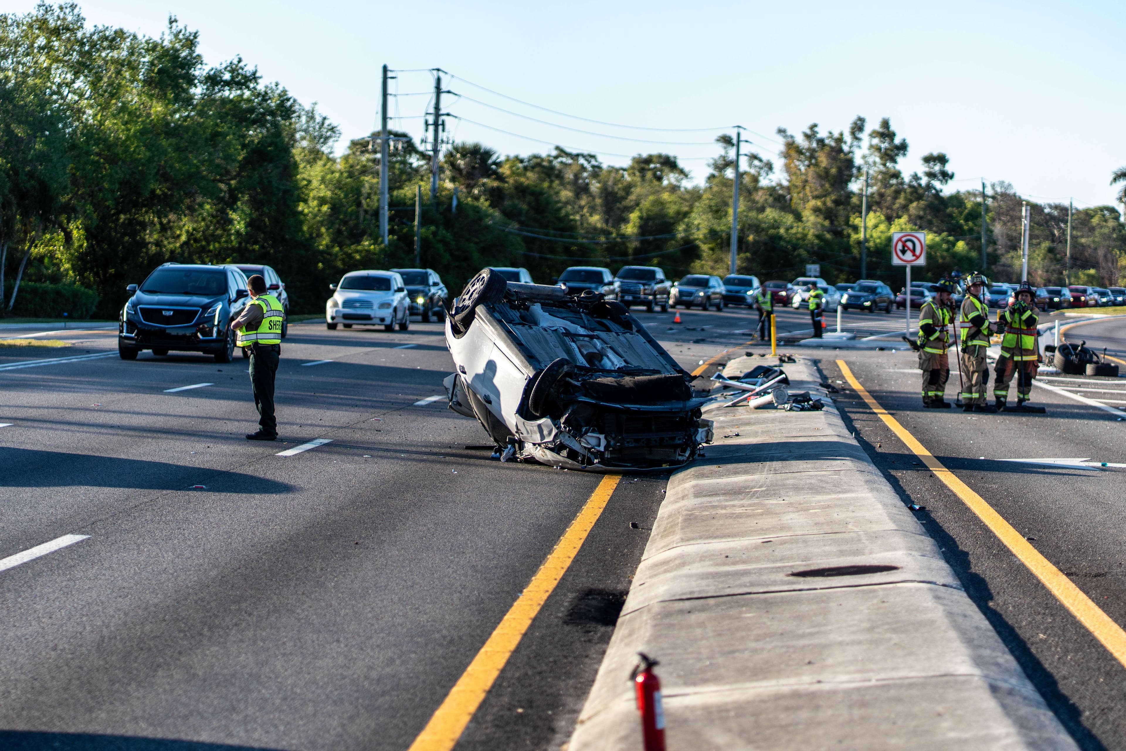 1 taken to hospital after rollover crash in San Carlos Park