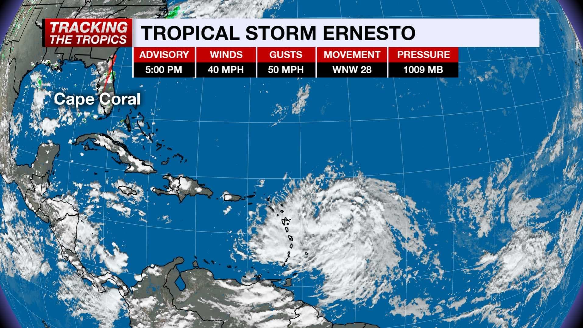Tropical Storm Ernesto forms in the Atlantic