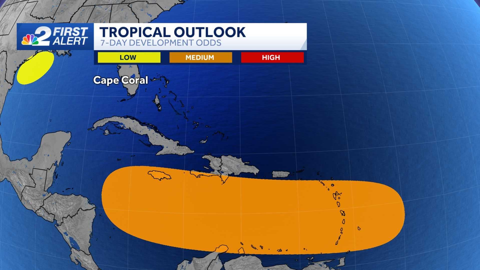 Three areas of disturbed weather being monitored in the Atlantic basin