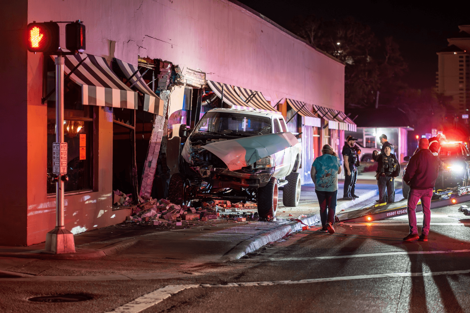Pickup truck destroyed after slamming into Fort Myers business overnight