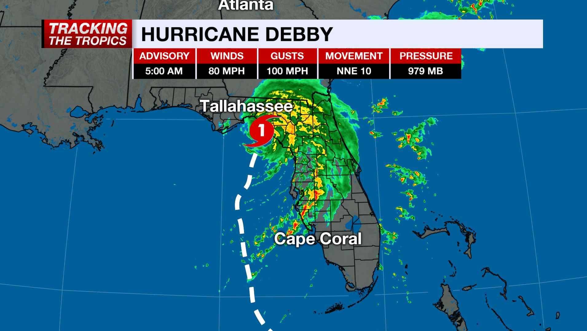 Hurricane Debby making landfall Monday over Florida's Big Bend
