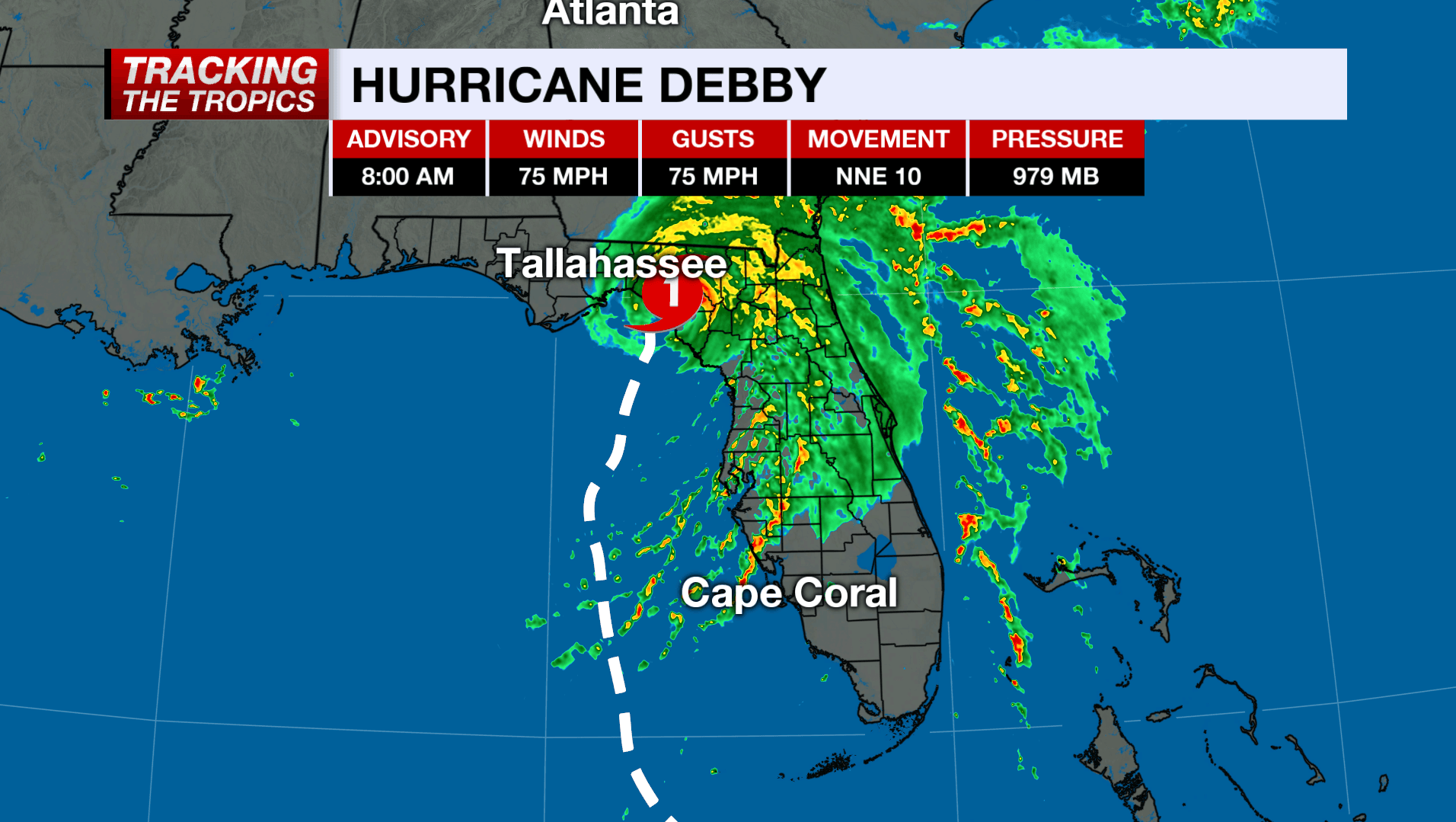 Hurricane Debby makes landfall over Florida's Big Bend