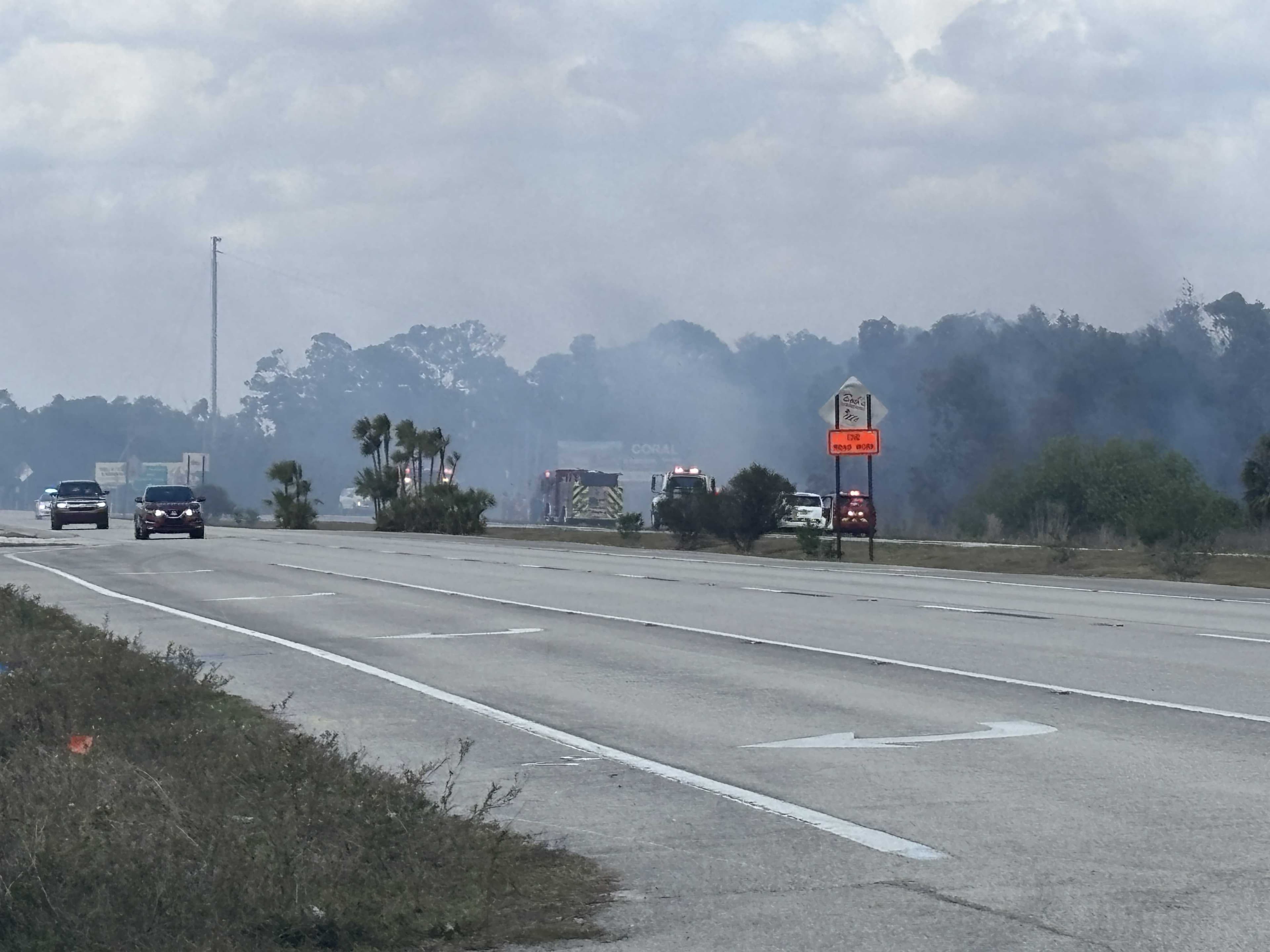 Brush fire sparks in North Fort Myers near Littleton Road, northboubd US-41 closed