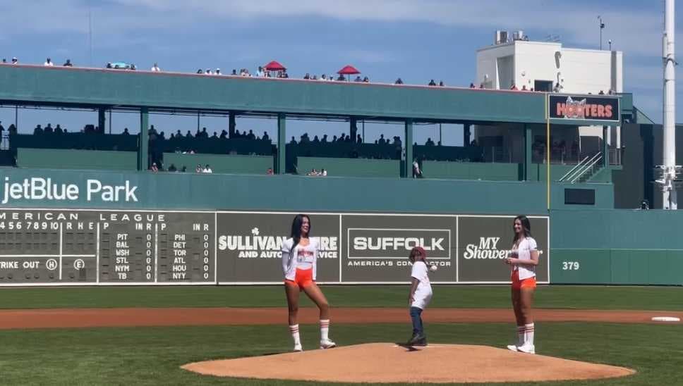 Child selected by Hooters to throw first pitch at Red Sox game