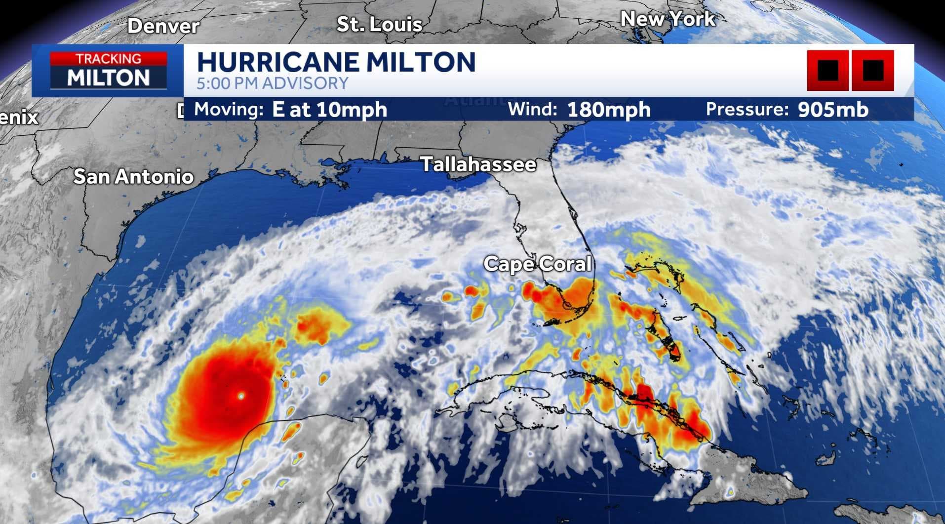 LIVE: Category 5 Hurricane Milton packs 180 mph winds, life-threatening surge expected for SWFL