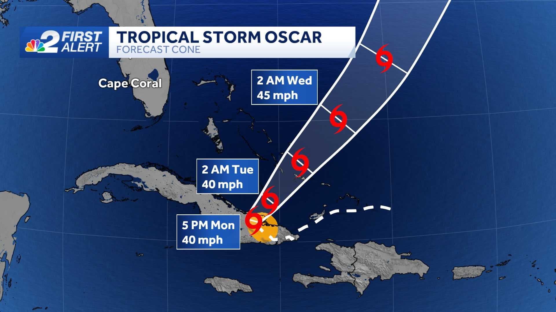 Oscar forecast to move through southeastern Bahamas