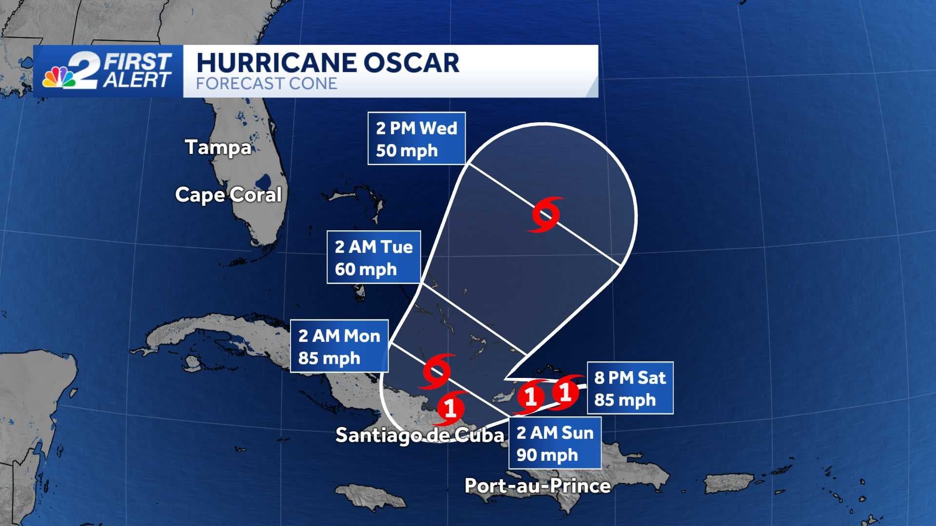 Hurricane Oscar forecast to turn north over Bahamas in coming days