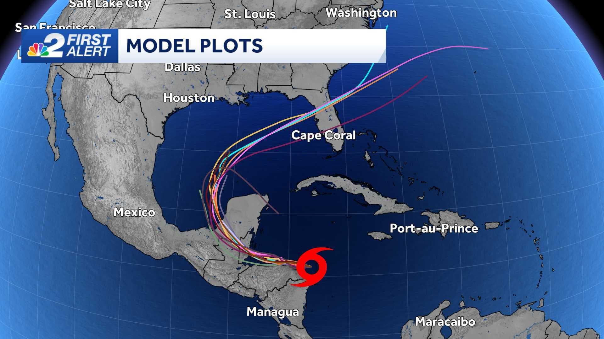 Tropical Storm Sara: Forecast cone, maps, models and plots