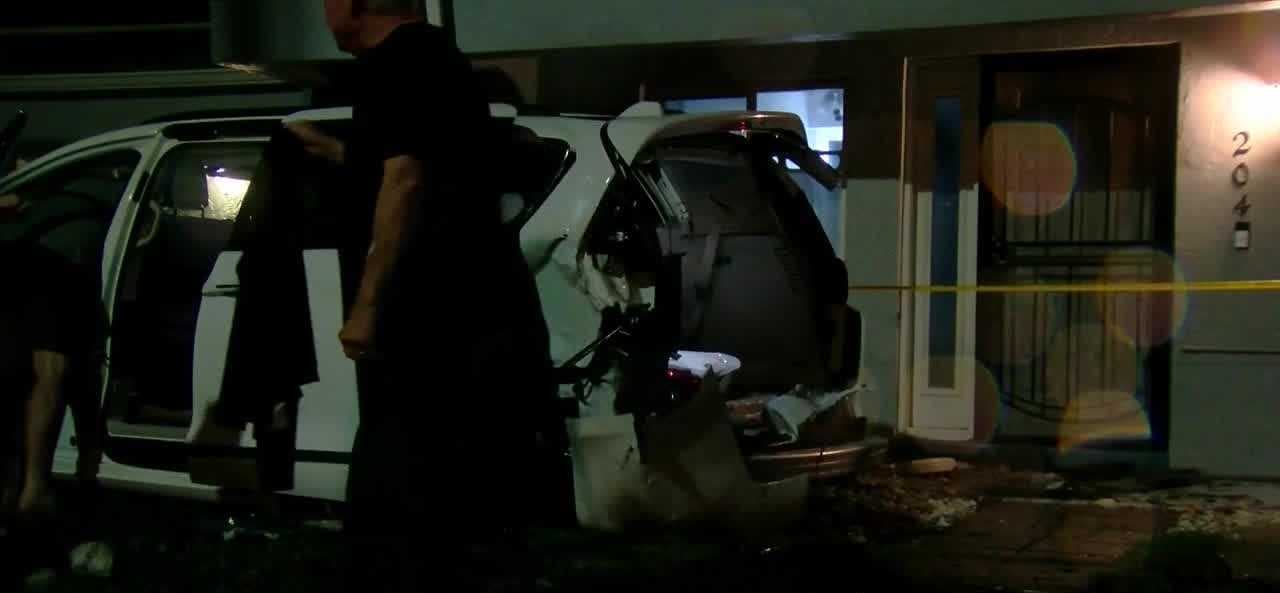 One taken to hospital after car slams into Cape Coral condo