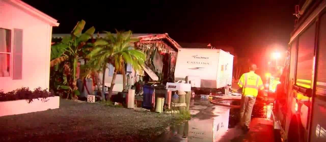 Mobile home, RV catch fire in St. James City Wednesday night