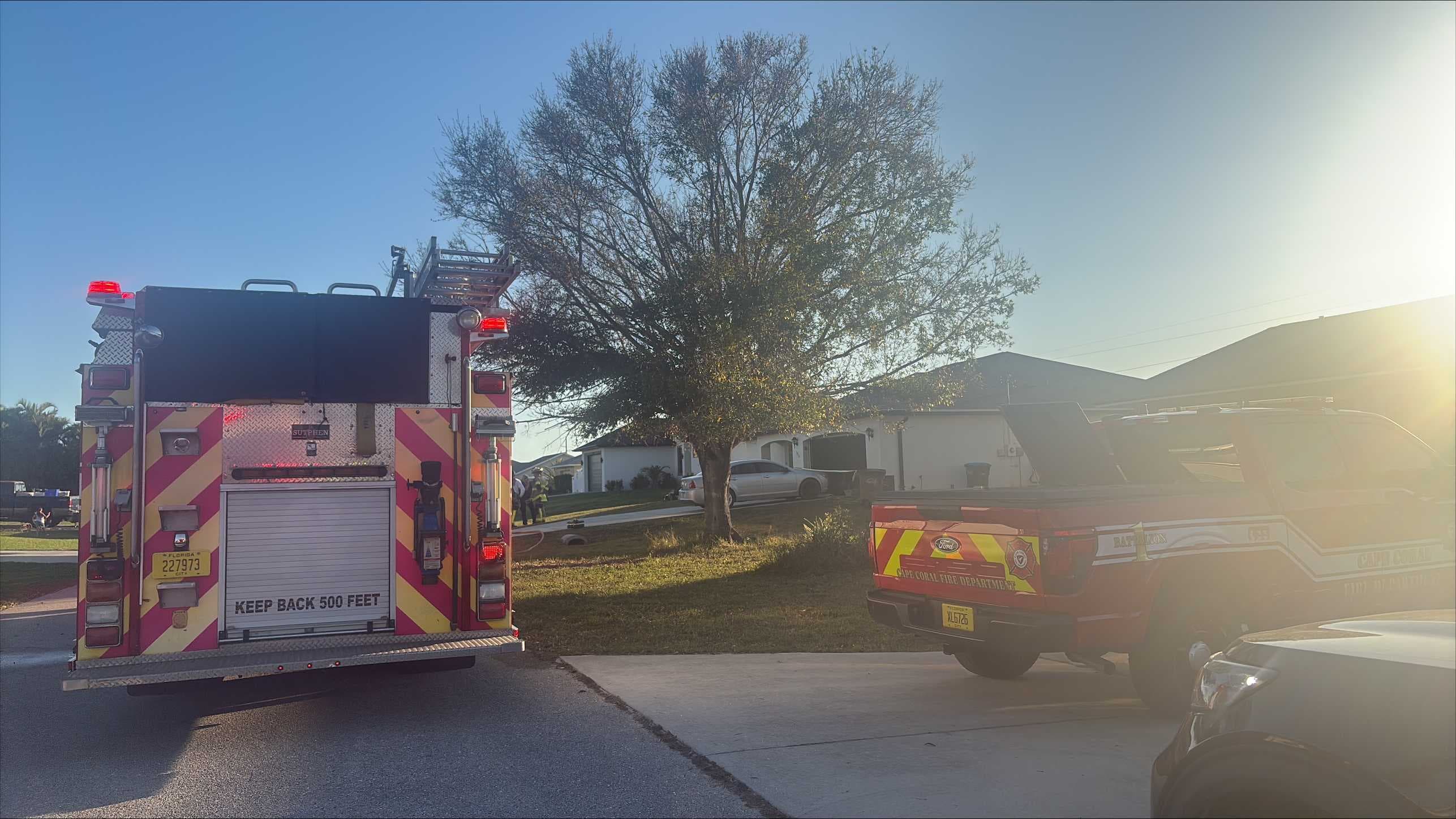 Fire sparks in garage at Cape Coral home