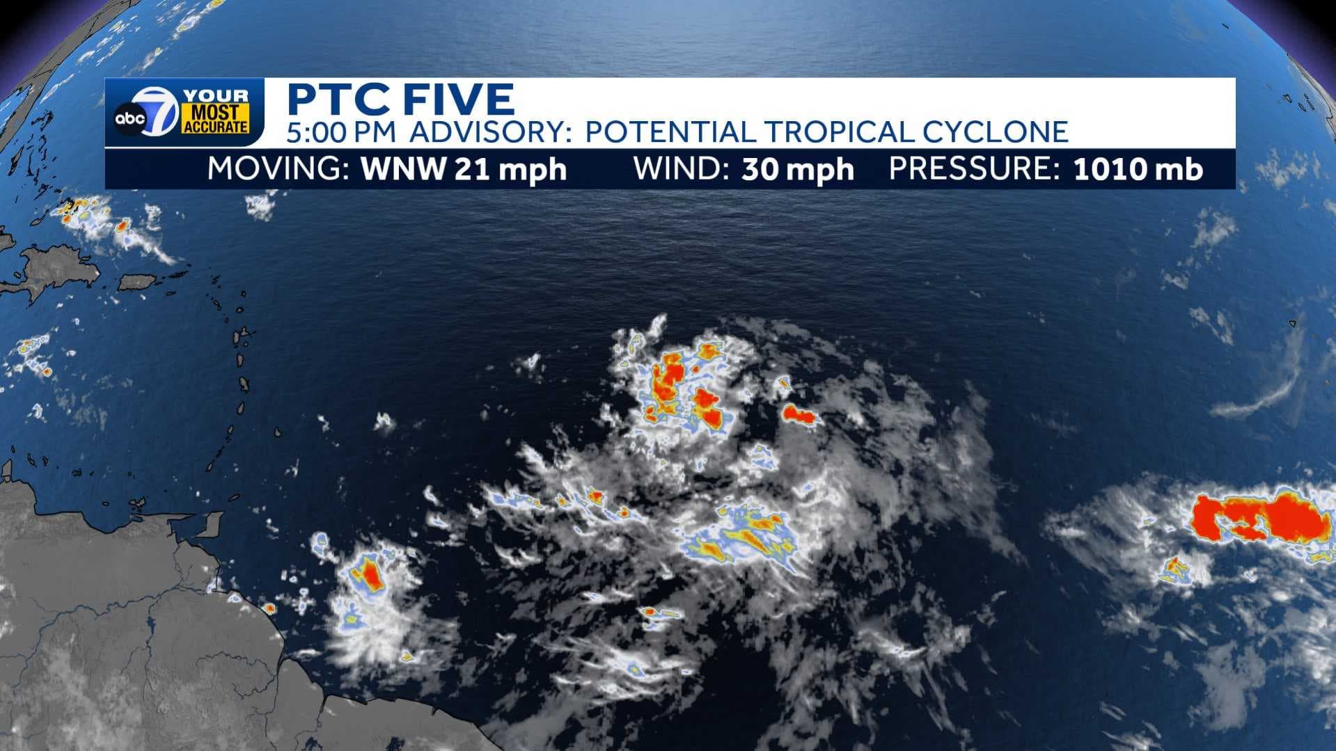 Potential Tropical Cyclone 5 forms in the tropical Atlantic