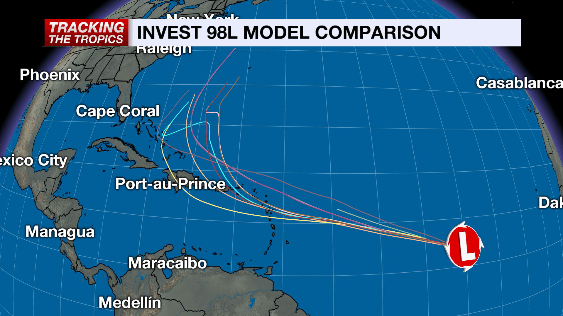 Latest maps, models and paths for Invest 98L