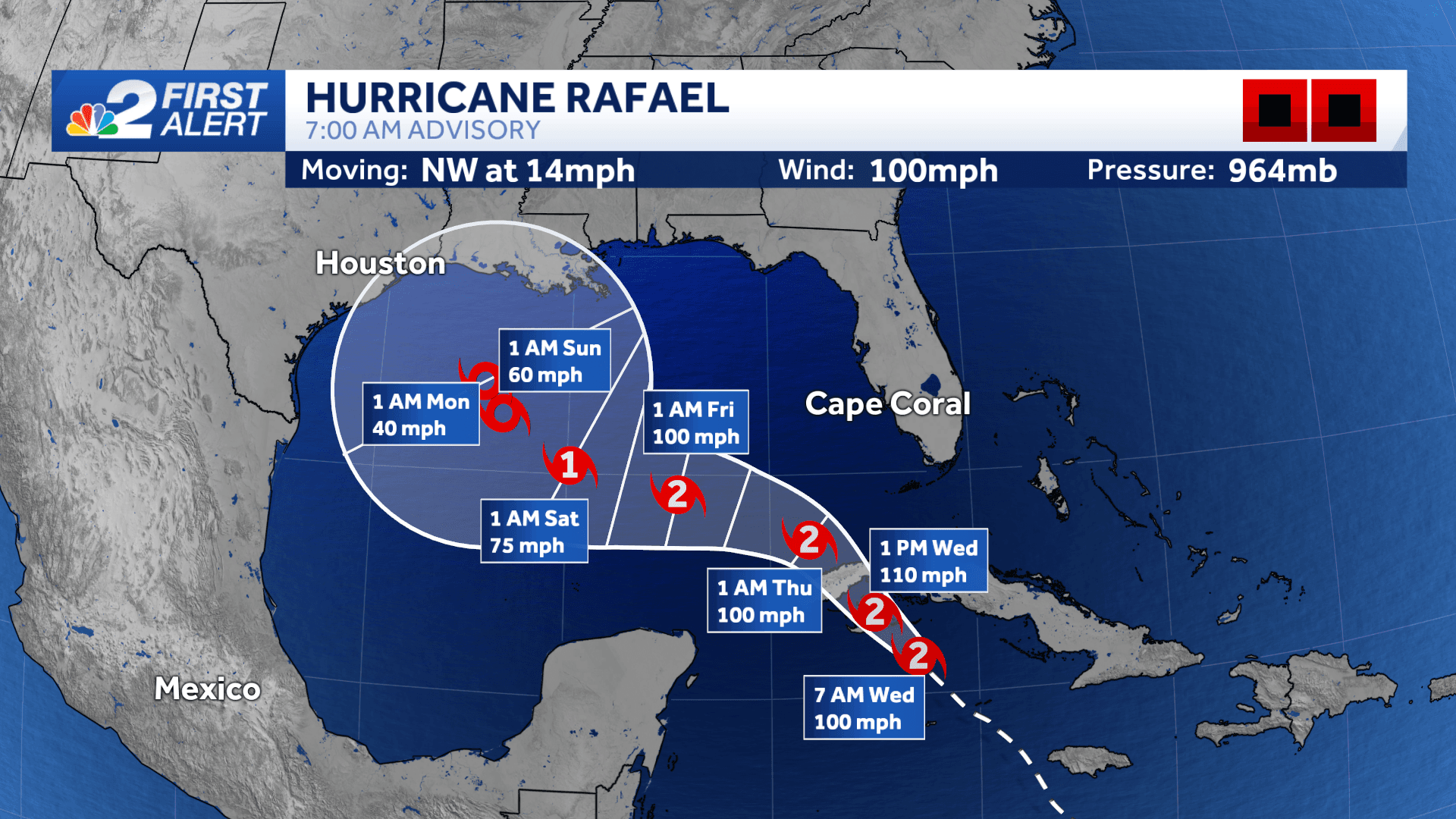 Hurricane Rafael reaches category 2 strength