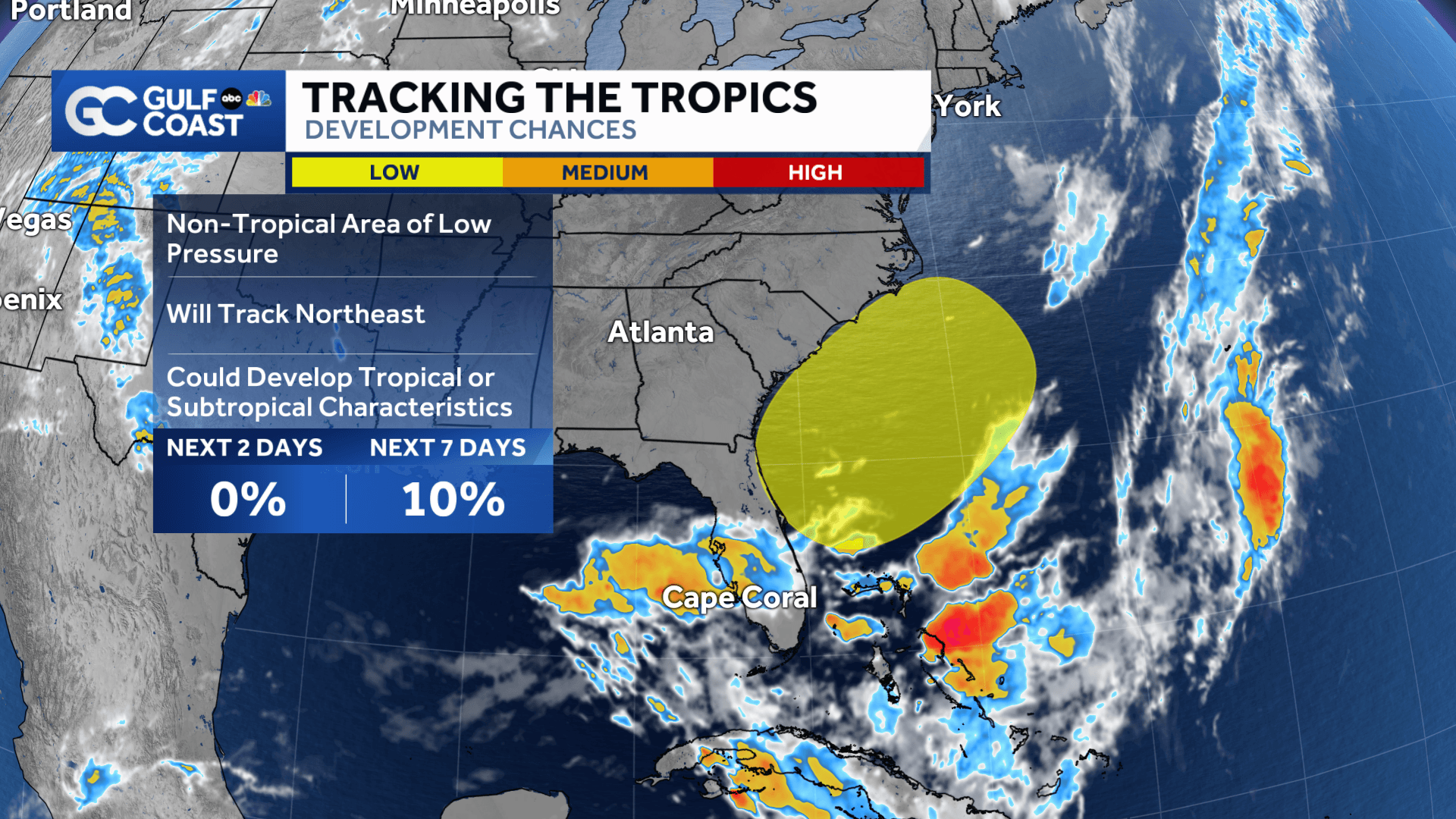 Low chances for tropical development off Florida's Atlantic coast