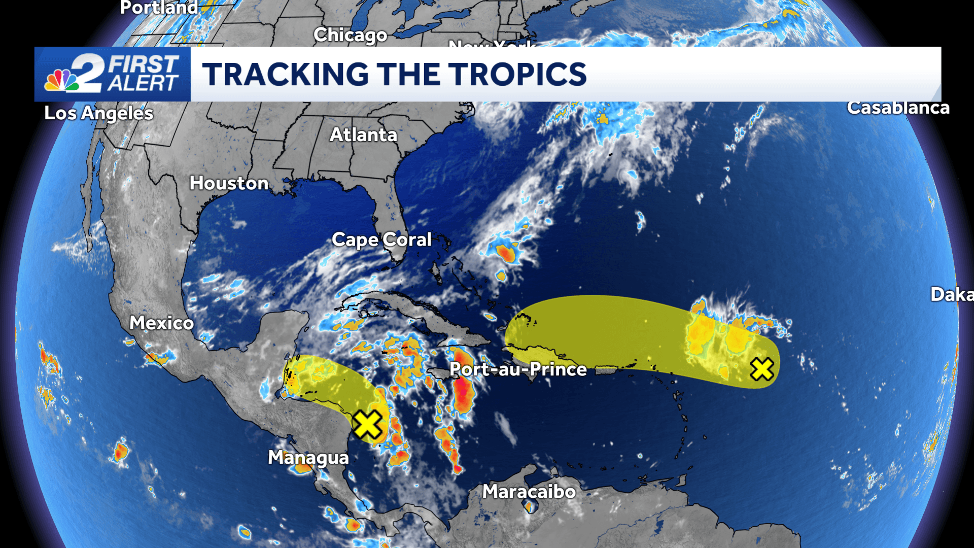 Monitoring two areas of interest in the tropics