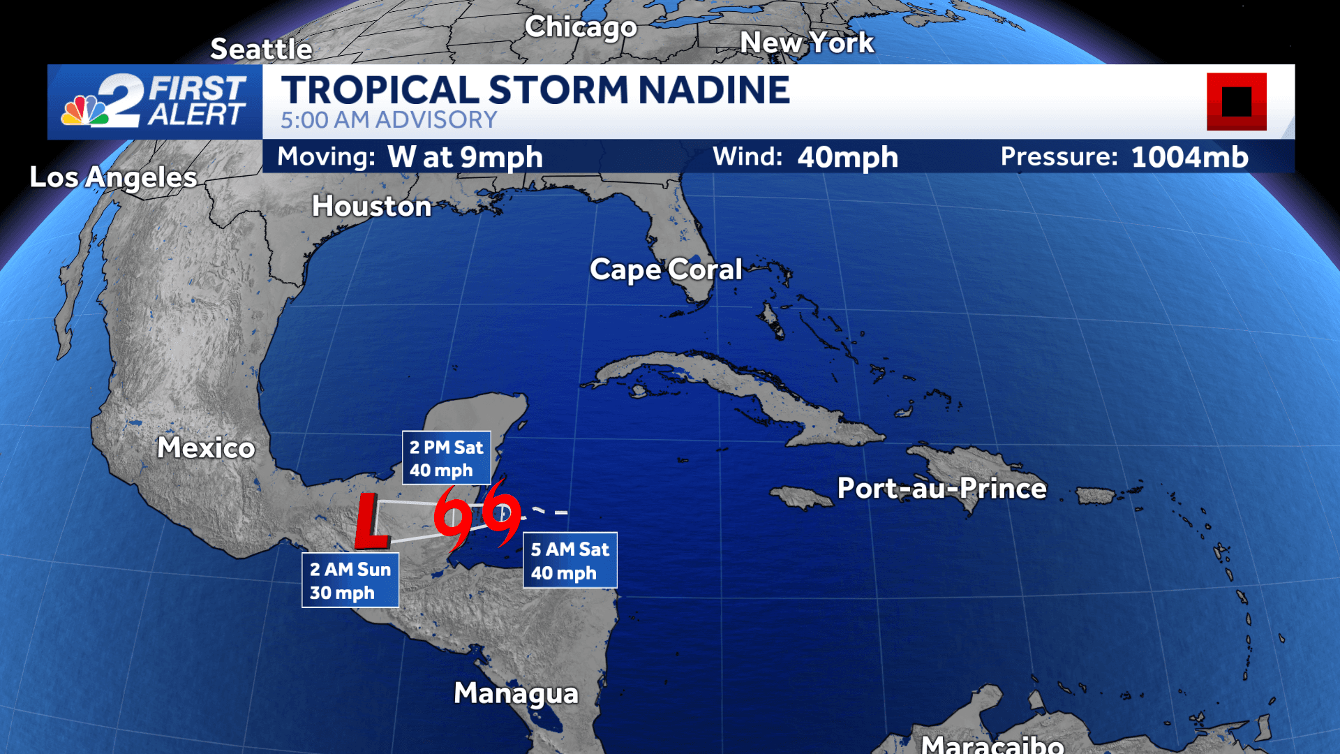 Tropical Storm Nadine forms in western Caribbean