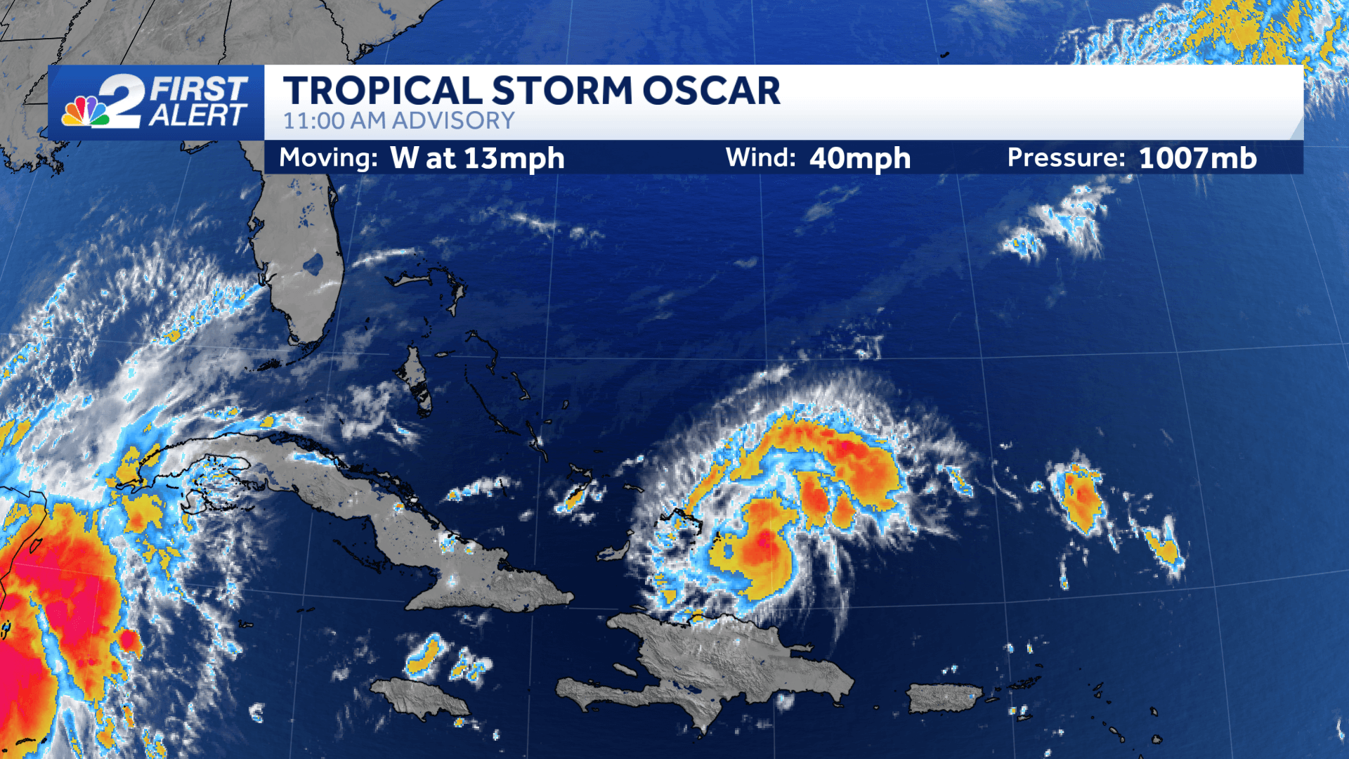 Tropical Storm Oscar forms near the southern Bahamas