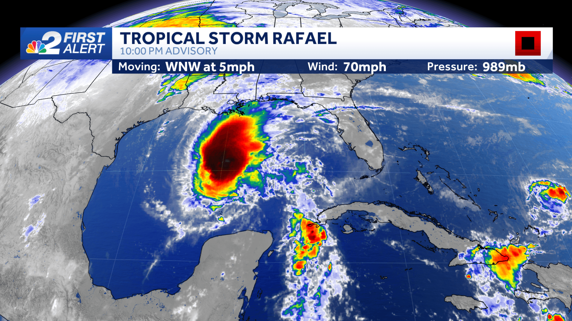 Rafael weakens to a Tropical Storm